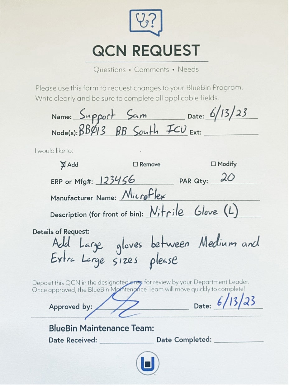 Sample QCN Request form