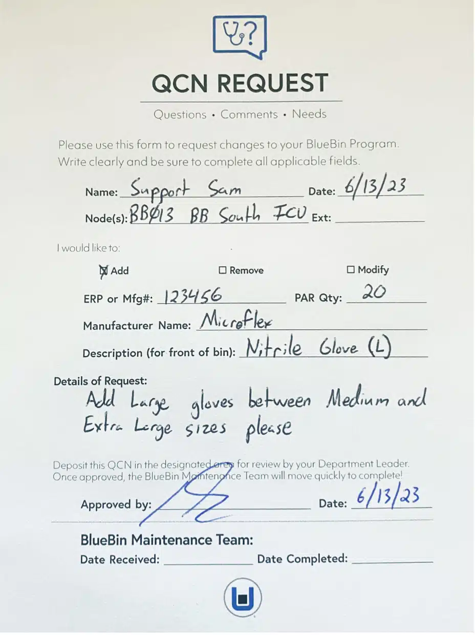 Sample QCN Request form