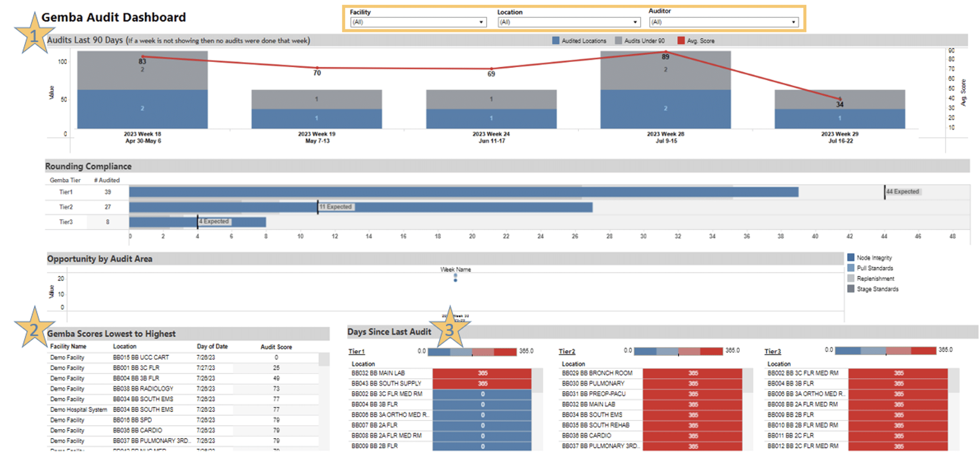 gemba audit dashboard in BlueQ