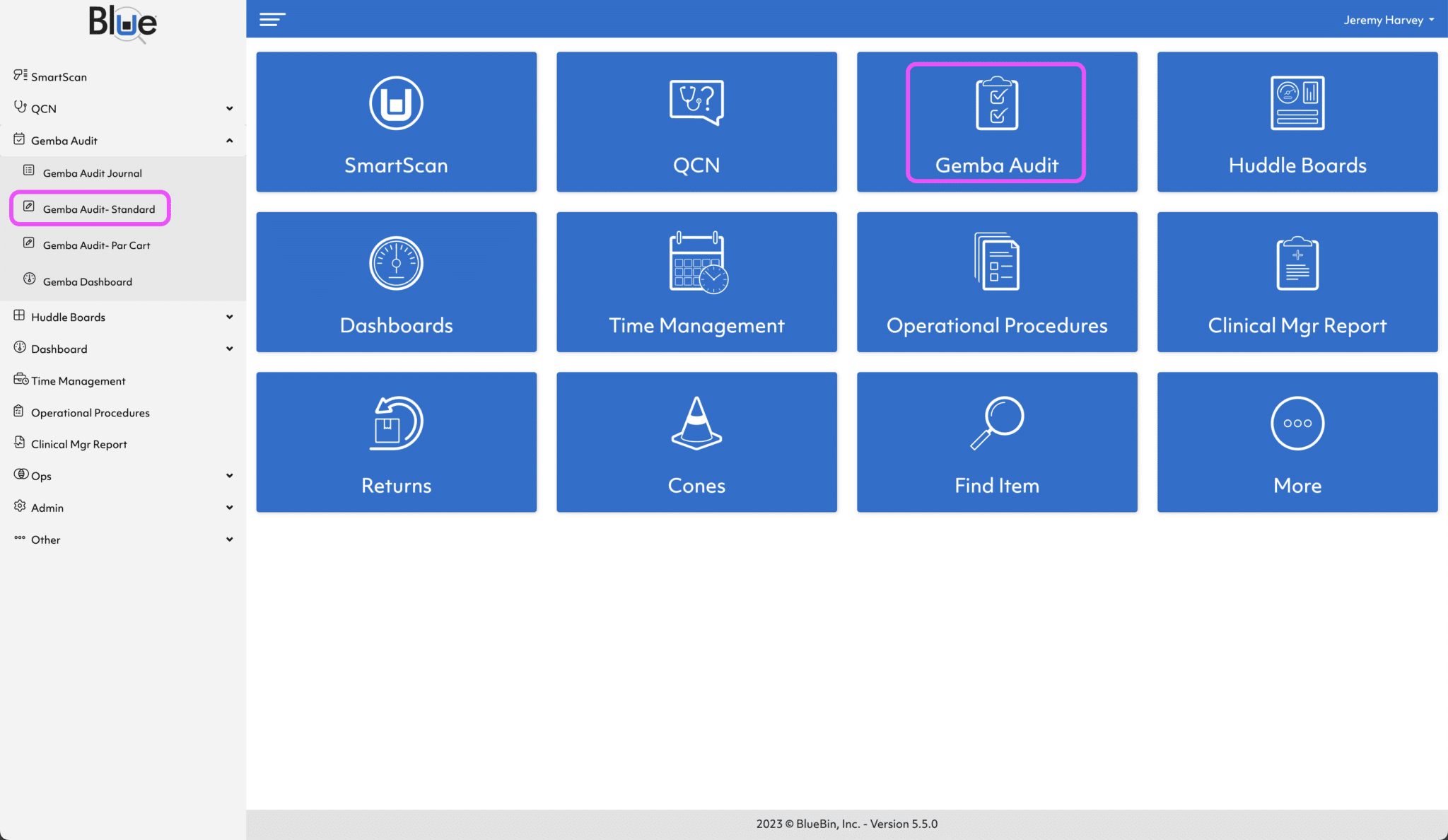 Where to find Gemba Audit Form in BlueQ