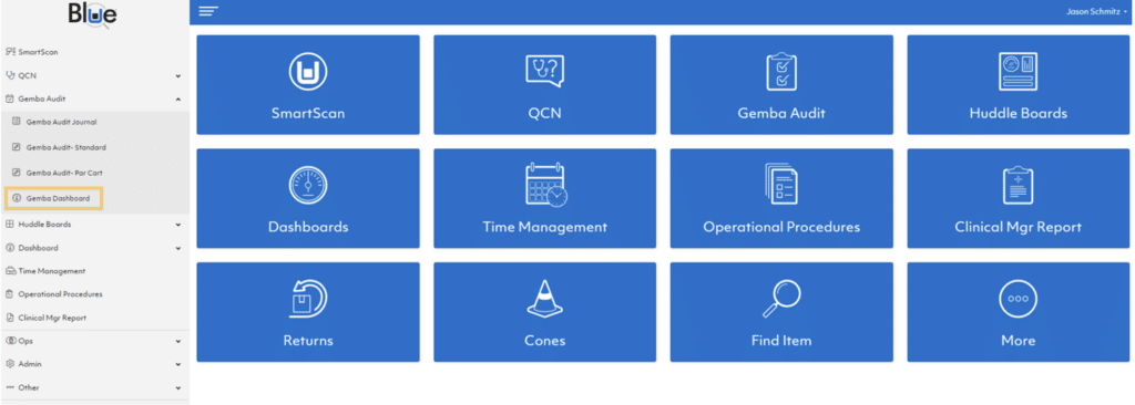 How to find the Gemba Dashboard in BlueQ