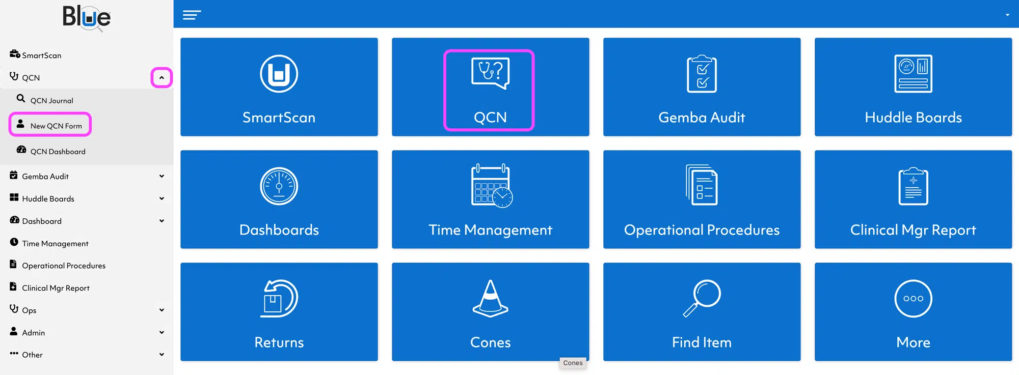 How to find New QCN Entry in BlueQ