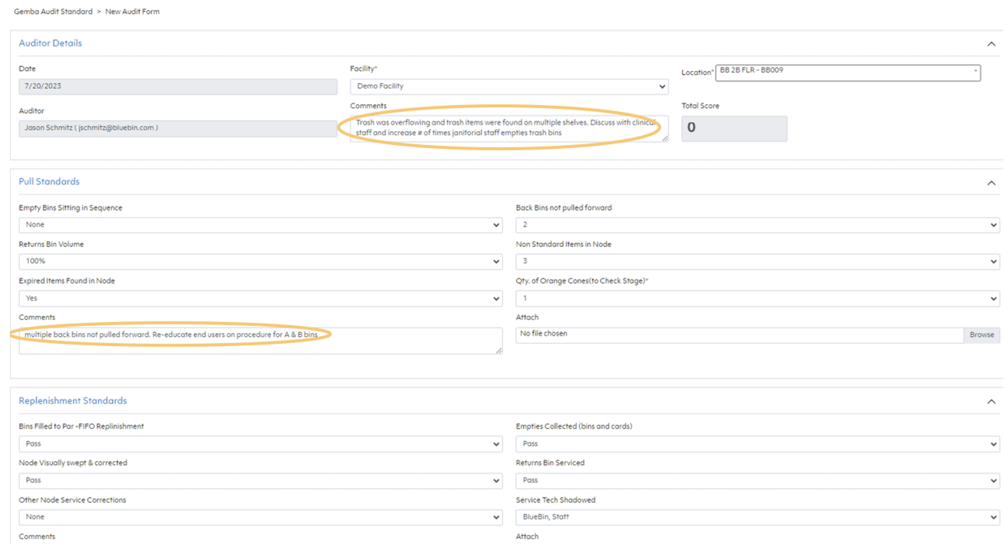 New Gemba Audit form